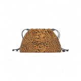 Clutch donna a spalla piccola in suede con stampa leopardata