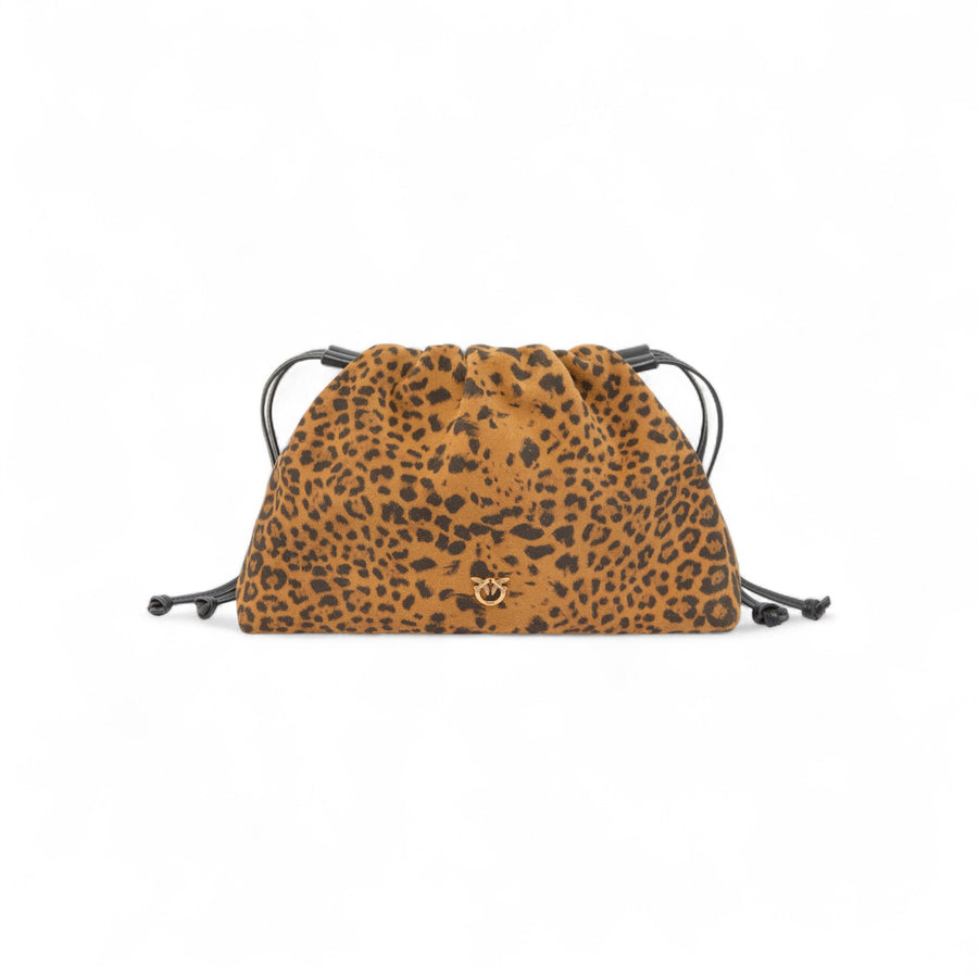Clutch donna a spalla piccola in suede con stampa leopardata