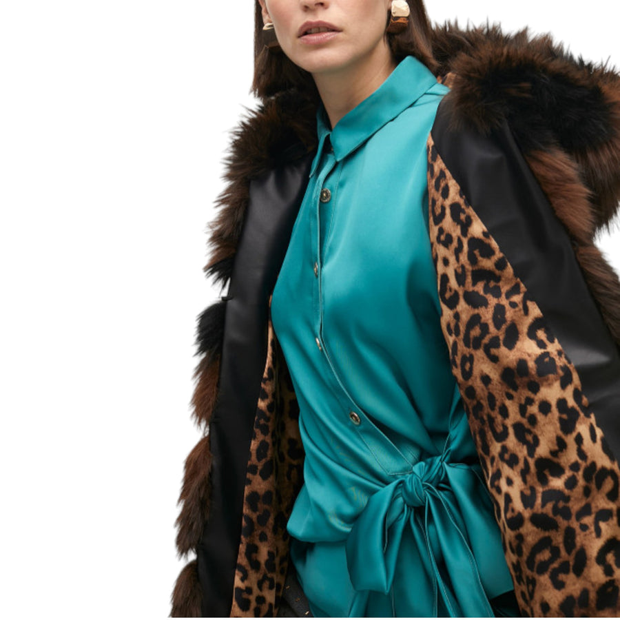 Gilet donna a pelo lungo con interno stampato