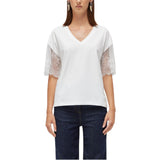 T-shirt donna in jersey con pizzo