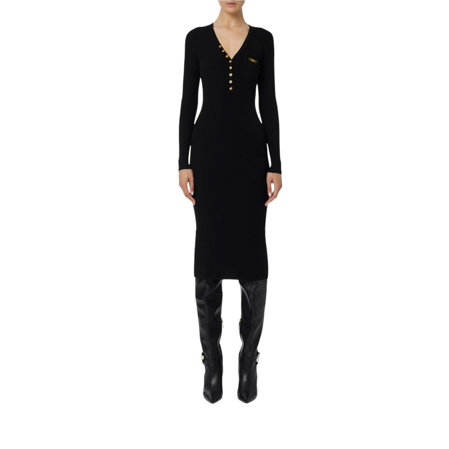 Abito donna in maglia a costine con taschino