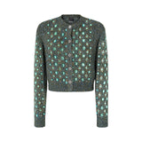 Cardigan donna in maglia mulinè con applicazioni gioiello