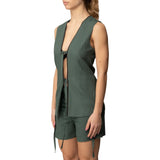 Gilet donna lungo sartoriale con lacci