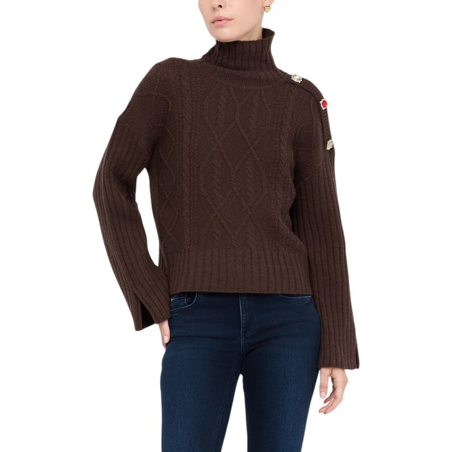 Dolcevita donna in lana con bottoni gioiello