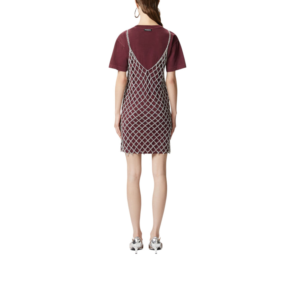Abito donna t-shirt corto combinato con vestitino paillettes
