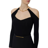 Top donna in maglia con dettaglio gioiello