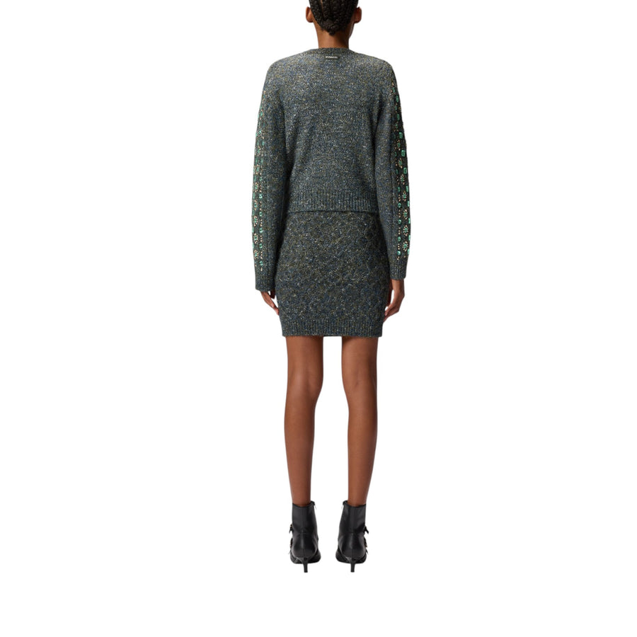 Cardigan donna in maglia mulinè con applicazioni gioiello