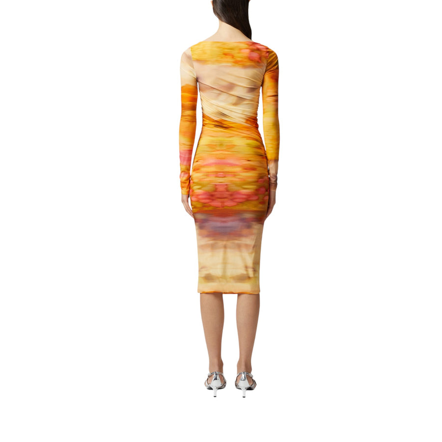 Vestito donna midi aderente stampa paesaggio