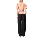 Top donna cropped con volant e schiena scoperta