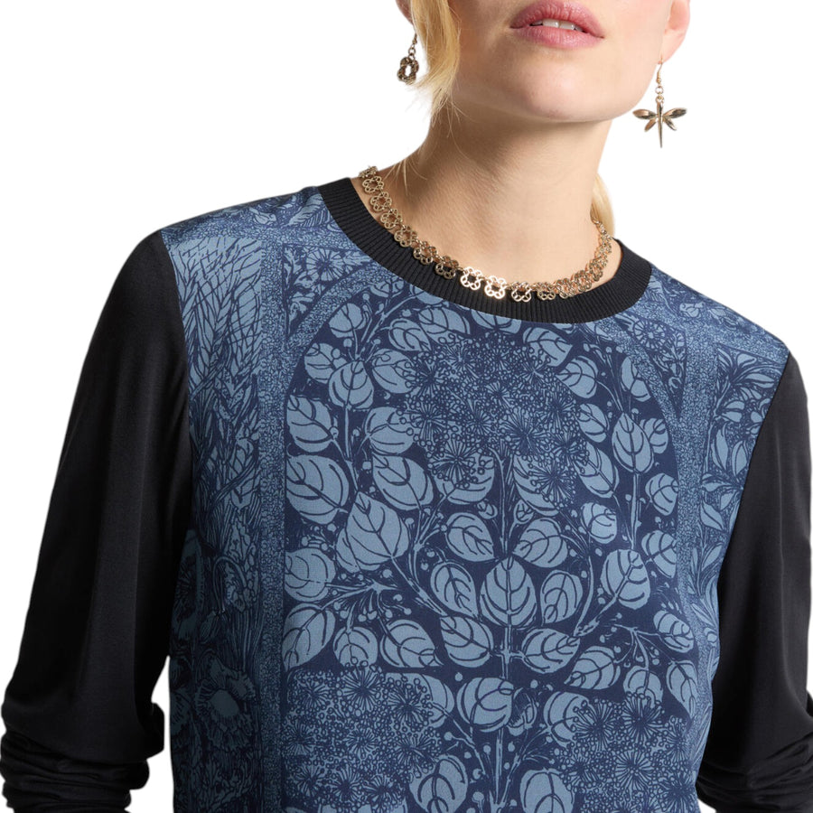 T-shirt donna in due tessuti con stampa