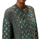 Cardigan donna in maglia mulinè con applicazioni gioiello