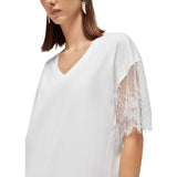 T-shirt donna in jersey con pizzo