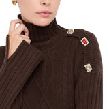 Dolcevita donna in lana con bottoni gioiello