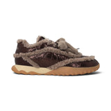 Sneakers donna in pelle con dettagli effetto pelliccia