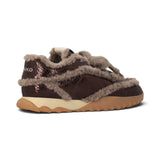 Sneakers donna in pelle con dettagli effetto pelliccia