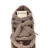 Sneakers donna in pelle con dettagli effetto pelliccia