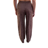 Pantaloni donna in mussola di cotone con ricamo sangallo