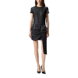 Abito donna corto gessato con drappeggio