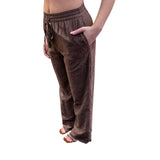 Pantaloni donna in mussola di cotone con ricamo sangallo