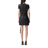 Abito donna corto gessato con drappeggio