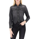 Camicia donna in denim con pizzo