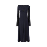 Abito donna midi in lana con dettagli in pizzo