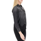 Camicia donna in denim con pizzo