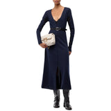 Abito donna midi in lana con dettagli in pizzo