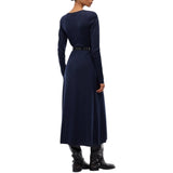 Abito donna midi in lana con dettagli in pizzo