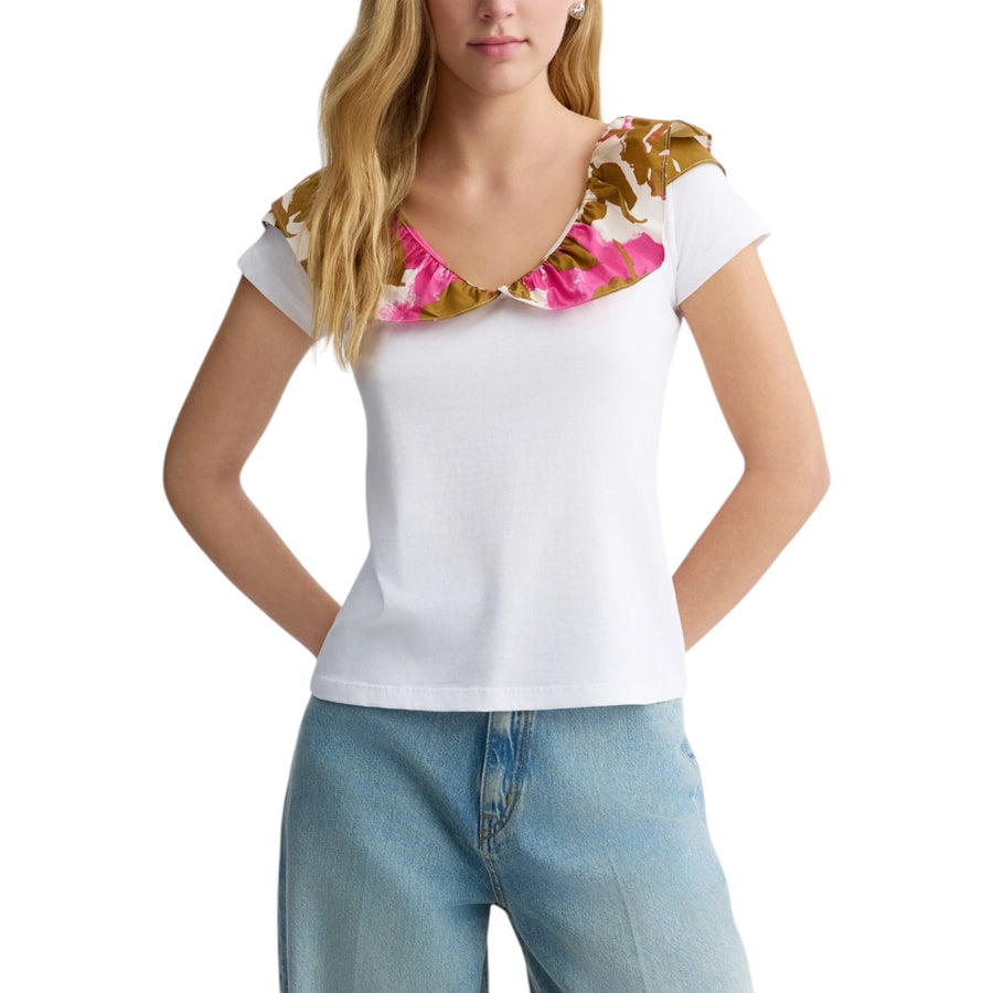 T-shirt donna con rouches stampata