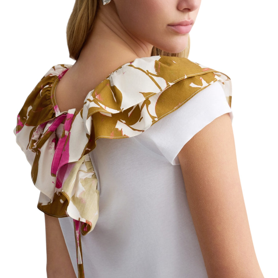 T-shirt donna con rouches stampata