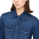 Camicia donna in denim con strass