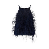 Top donna fluido con piume