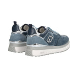 Sneakers donna platform in glossy denim