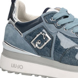 Sneakers donna platform in glossy denim