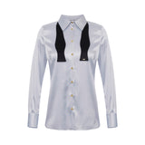 Camicia donna in raso di seta con papillon