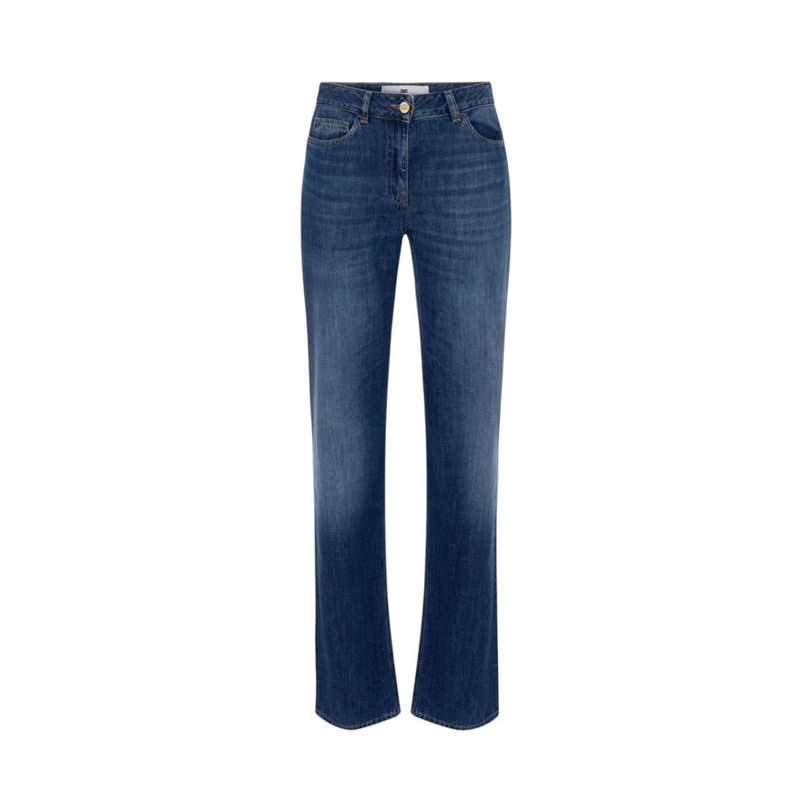 Jeans donna a palazzo con dettagli logo