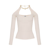Top donna in maglia con dettaglio gioiello