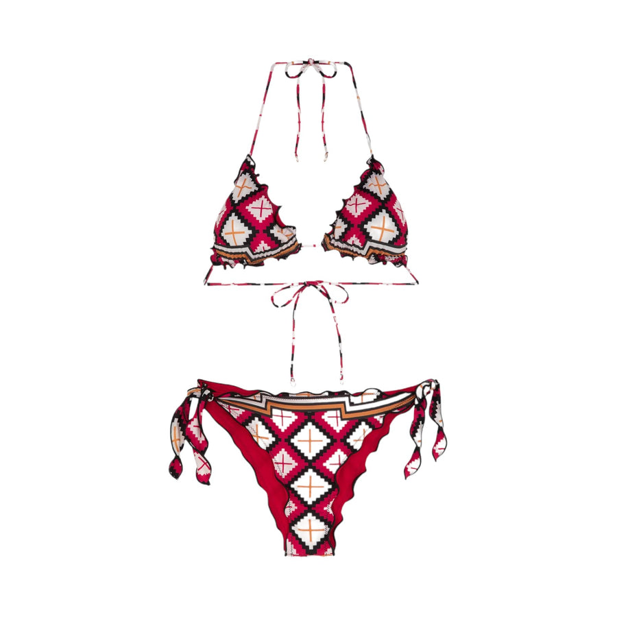 Bikini triangolo frou frou e slip nodi regolabile guarda pampa donna