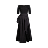 Abito donna lungo in maglia e popeline