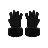 Guanti donna con polsini in ecopelliccia