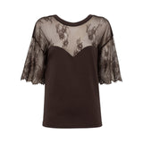 T-shirt donna in jersey con pizzo