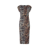 Abito donna midi a tubino con stampa animalier