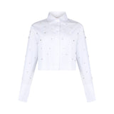 Camicia donna boxy con ricami gioiello