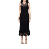 Abito donna midi senza maniche in crochet geometrico