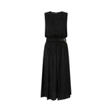 Abito donna midi smanicato in jacquard floreale con cintura