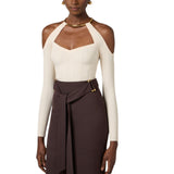 Top donna in maglia con dettaglio gioiello