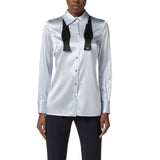 Camicia donna in raso di seta con papillon