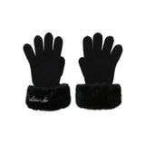 Guanti donna con polsini in ecopelliccia