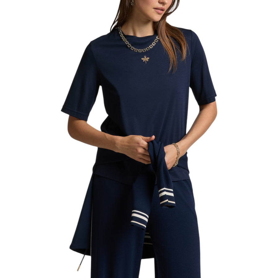 T-shirt donna con piccola libellula in strass